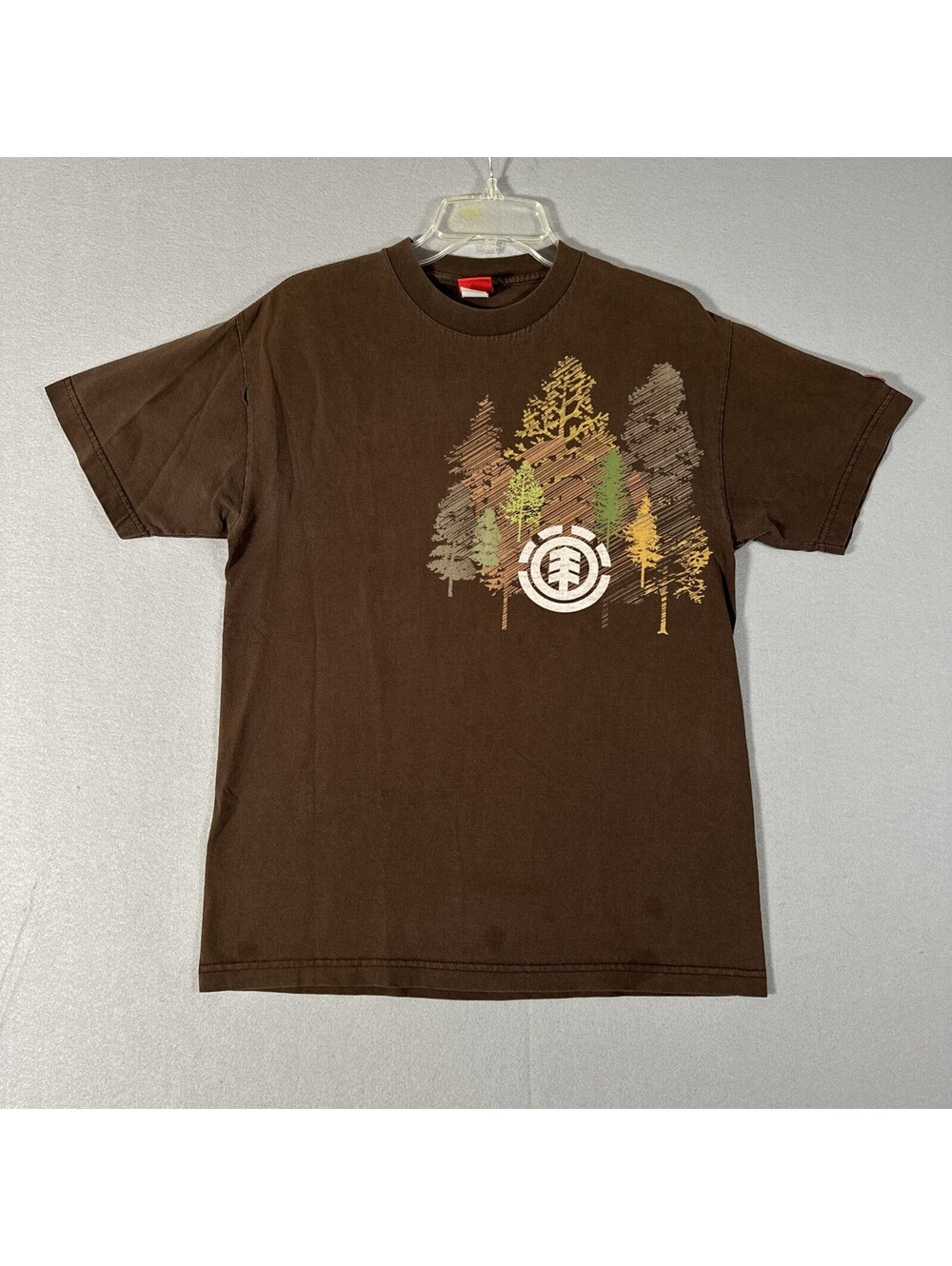 Vintage Element T-Shirt Medium Brown Skateboarding Graphic Logo Tee Y2K Distress